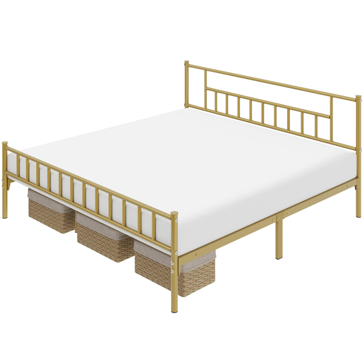 13 inch King Size Metal Bed Frame with Headboard and Footboard Platform