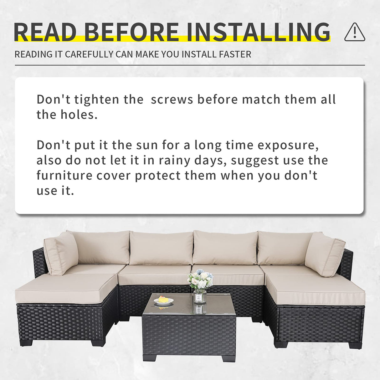 Outdoor PE Wicker Furniture Set Patio Rattan Sectional Conversation Sofa Set