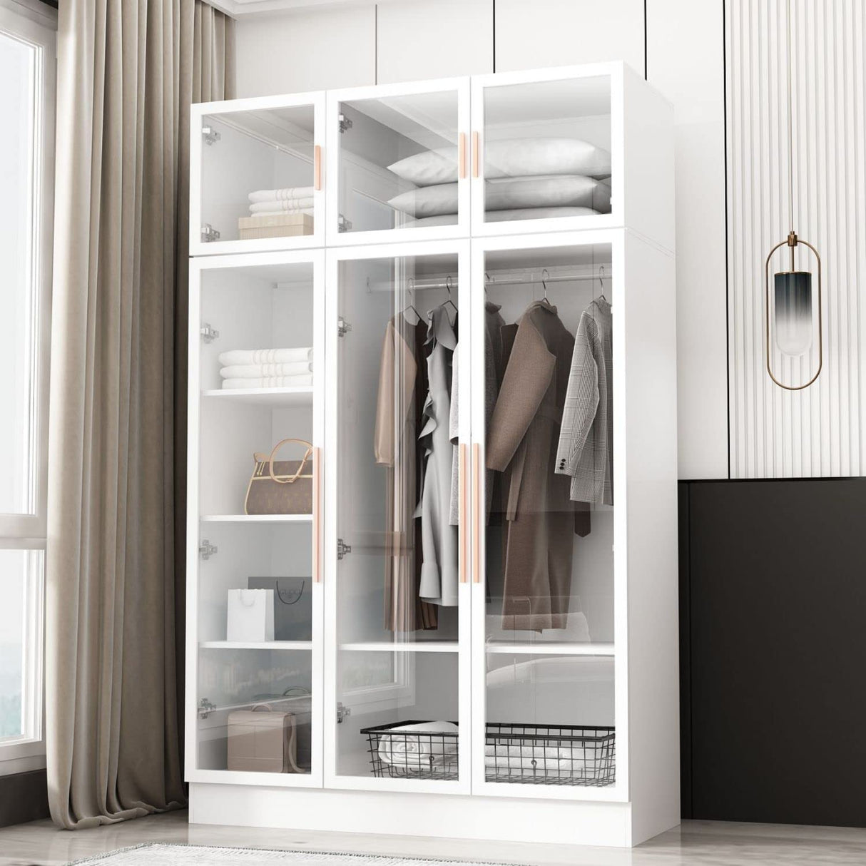 Armoires and Wardrobes with Shelves, Hanging Rod