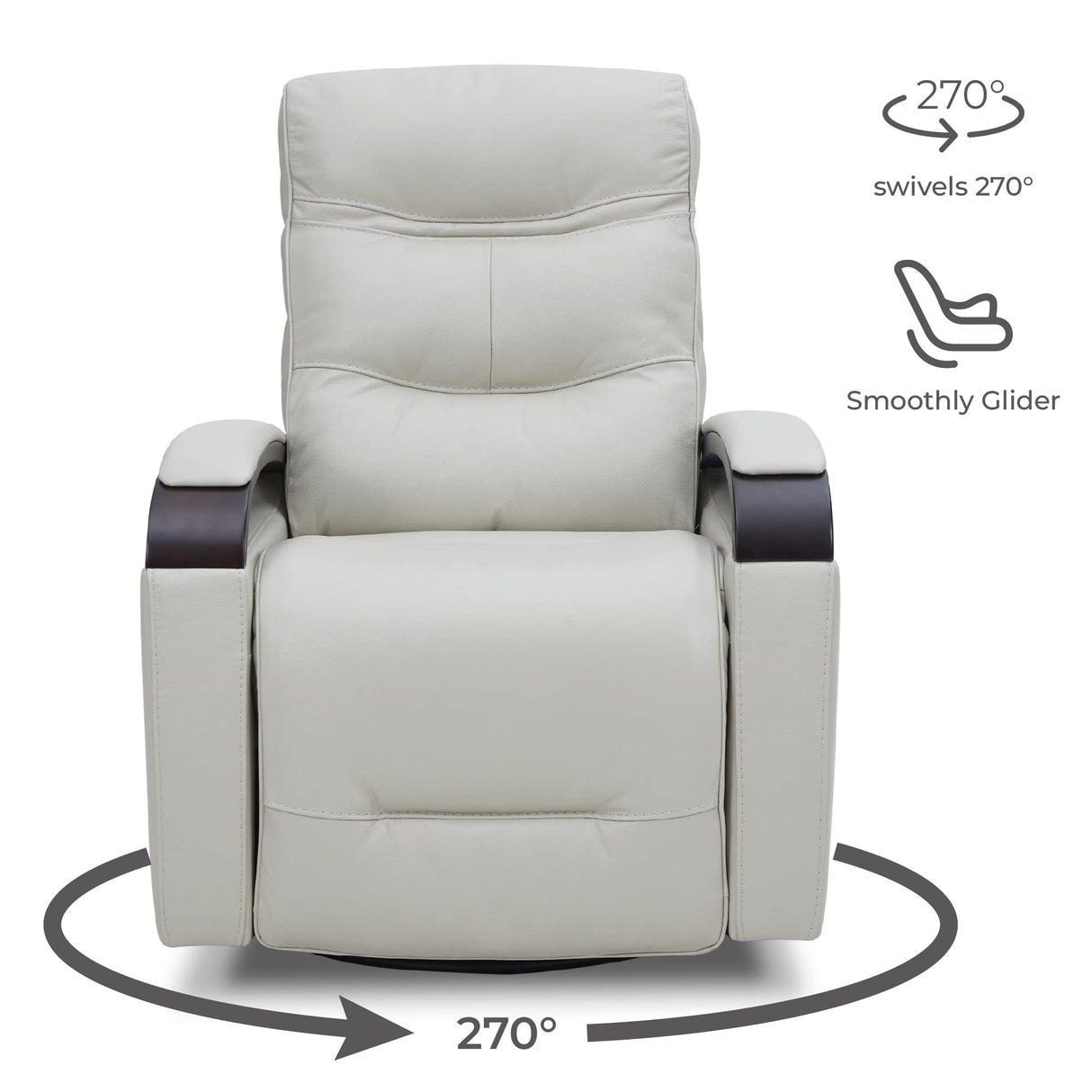 CloudChita Power Swivel Glider Recliner – USB, Headrest, Rocker Motion in Light Grey