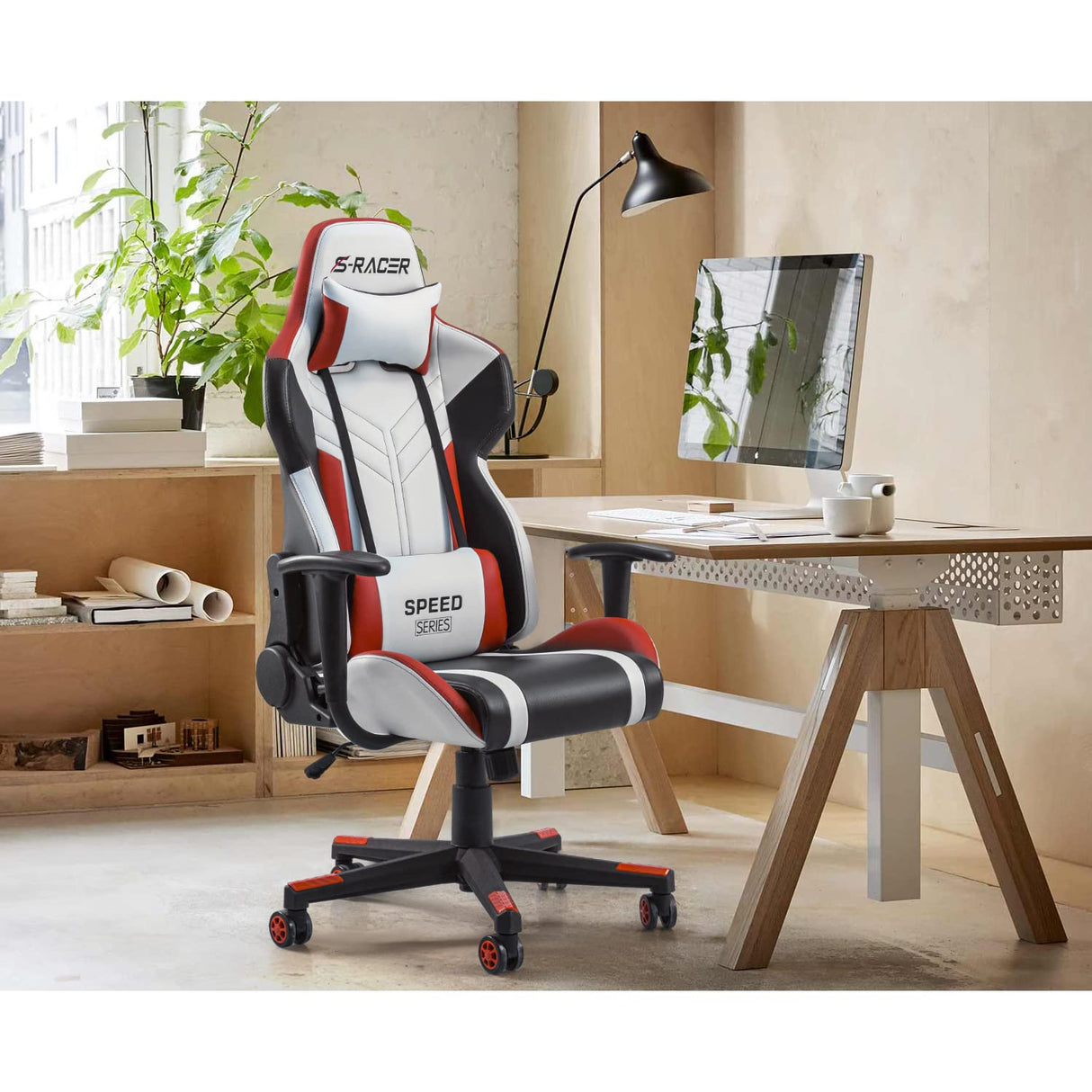Gaming Chair Racing Style High-Back PU Leather Office Chair Computer Desk
