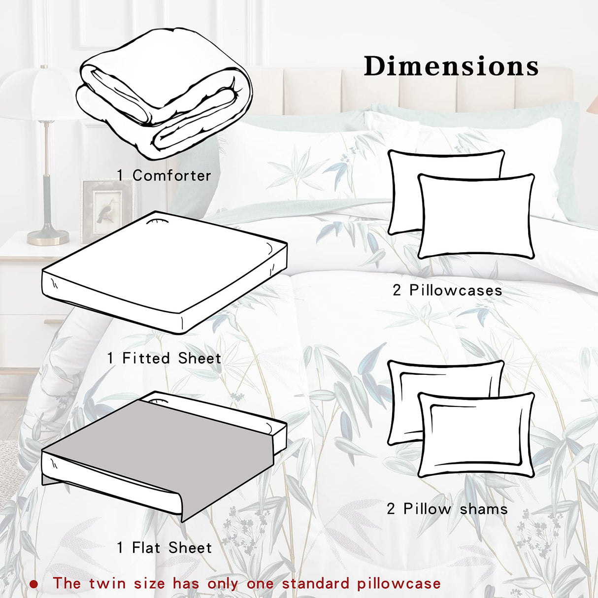 7 Pieces Bed in a Bag Queen Comforter Set with Sheets