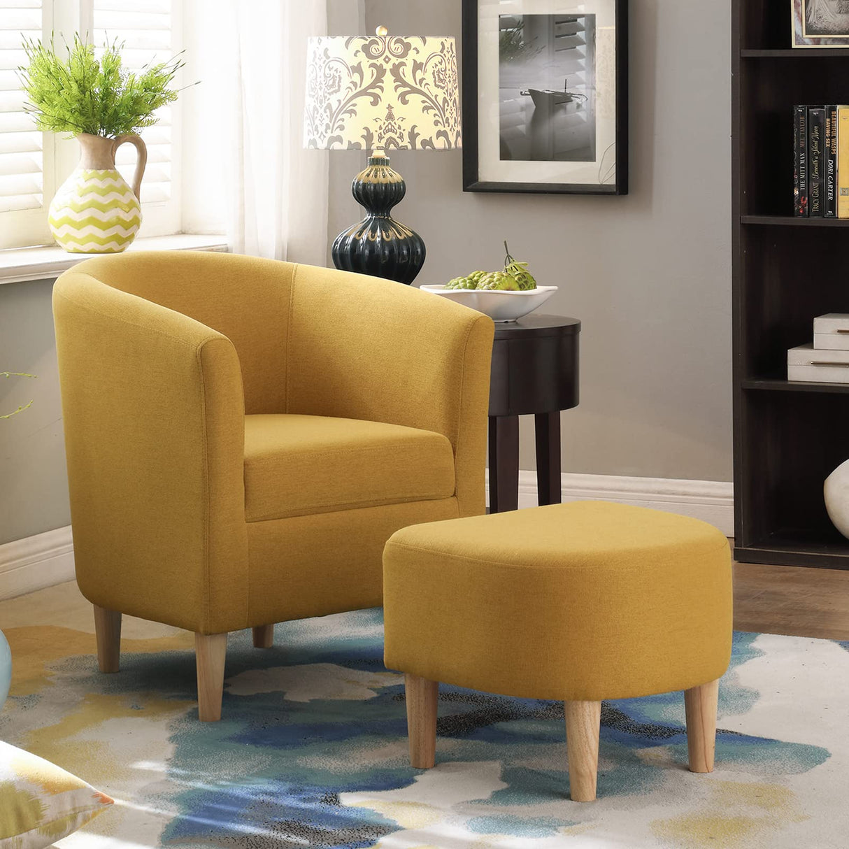 Modern Accent Chair, Upholstered Arm Chair Linen Fabric Single Sofa Chair