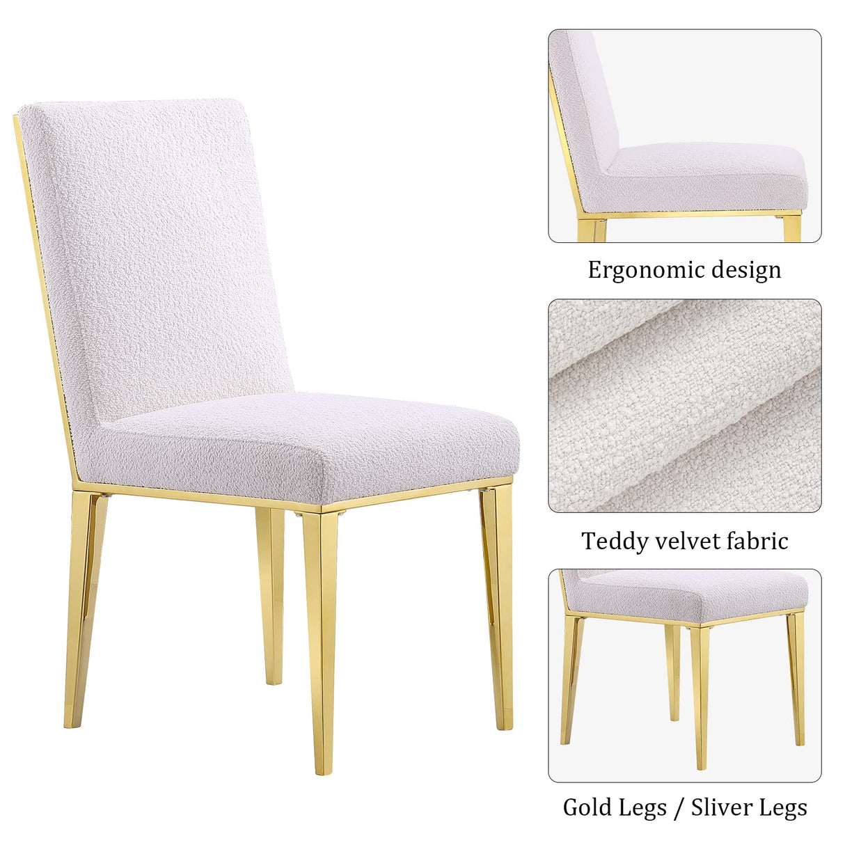 Dining Chairs, Upholstered Dining Chairs and Back Metallic Geometric Design