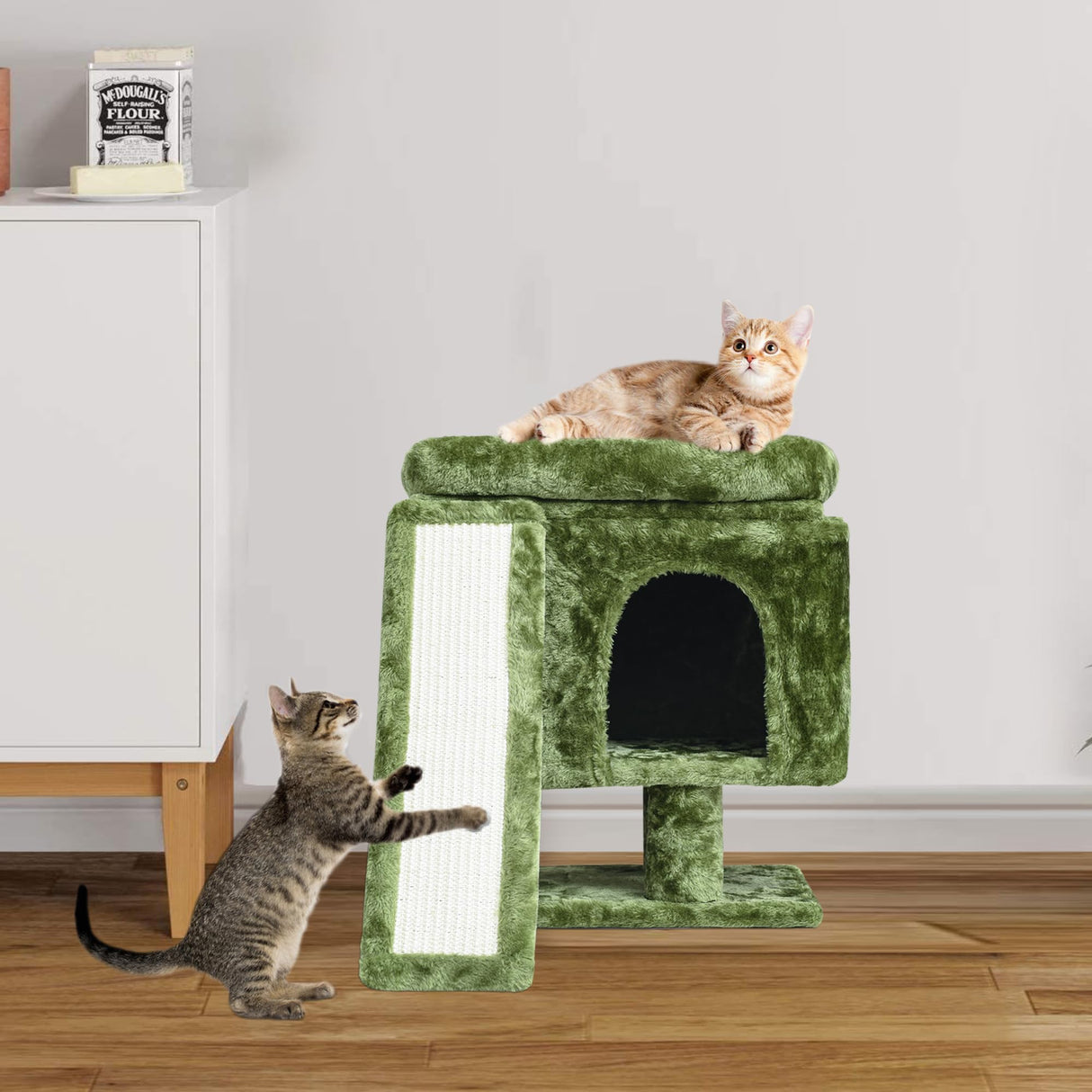 Small Cat Tree for Indoor Cats, Kittens Condo with Scratching Post and Board, Cat Cave