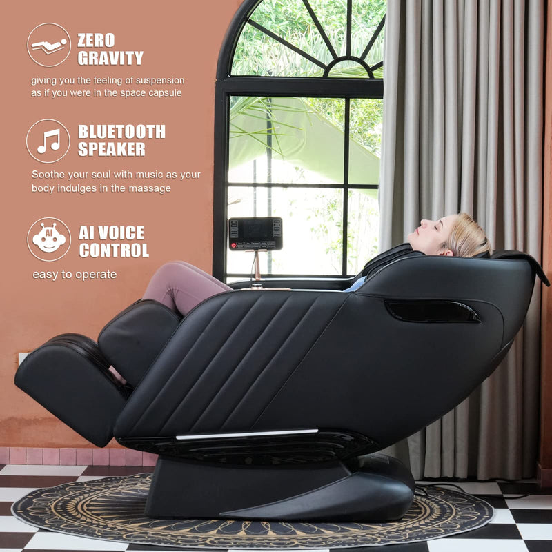 Luxury Massage Chair Full Body, Ergonomic SL-Track Zero Gravity Massage Chairs with Mat, Back Heating, AI Voice Control, Thai Stretch
