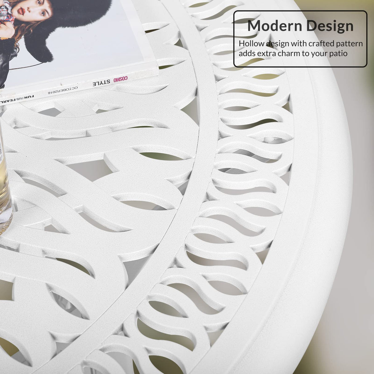 35.4" Round Patio Dinning Table, Outdoor Cast Aluminum Dinning Table