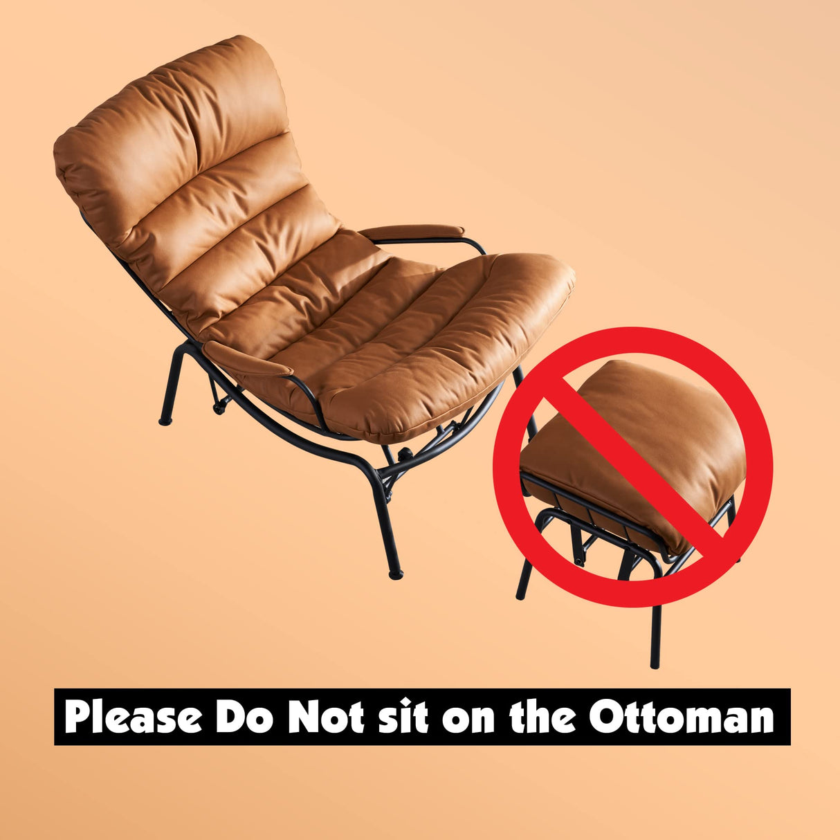 Living Room Accent Chair with Ottoman, Mid Century Modern Rocking Chair