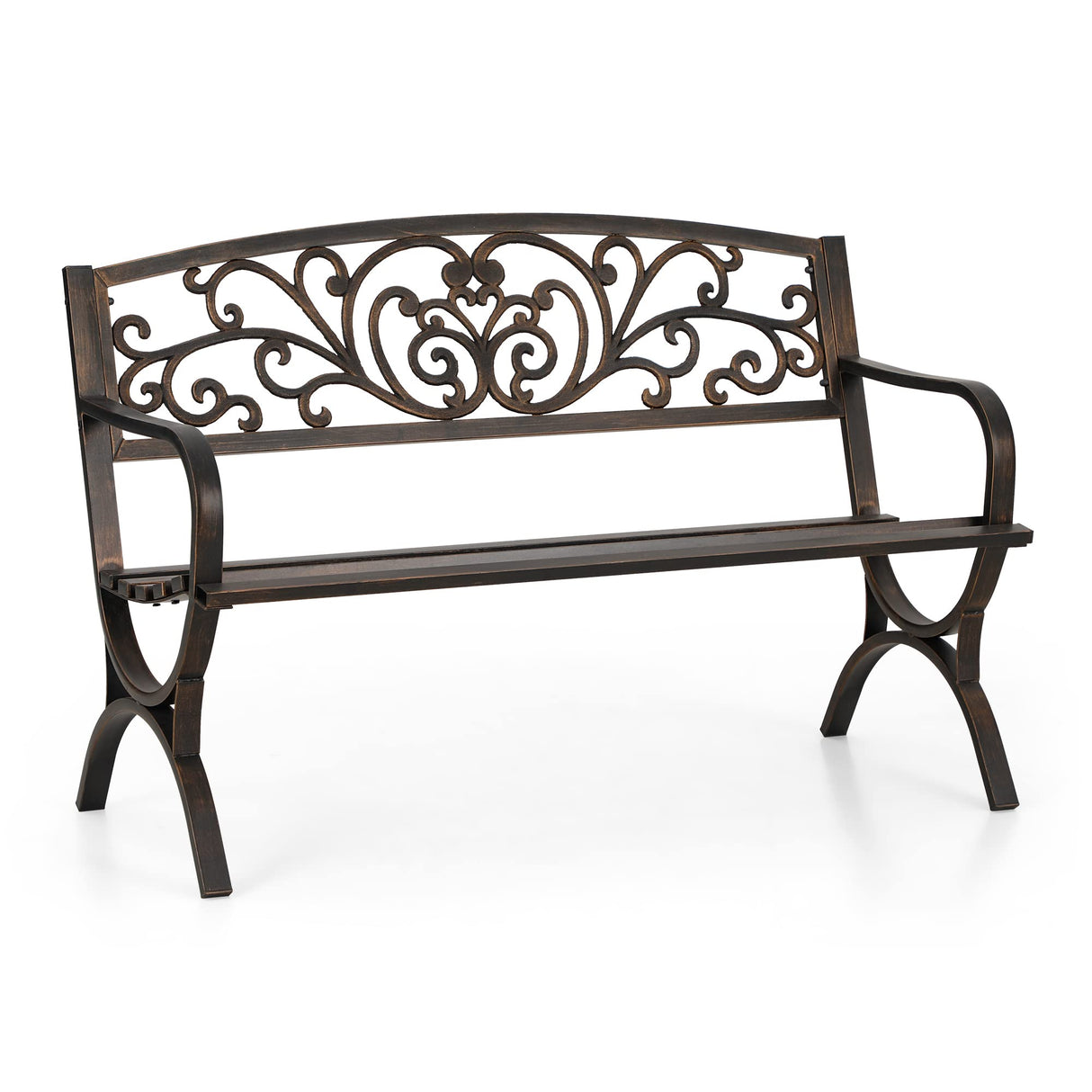 50Inch Cast Iron Steel Frame Garden Bench Patio Chair Outdoor Bench