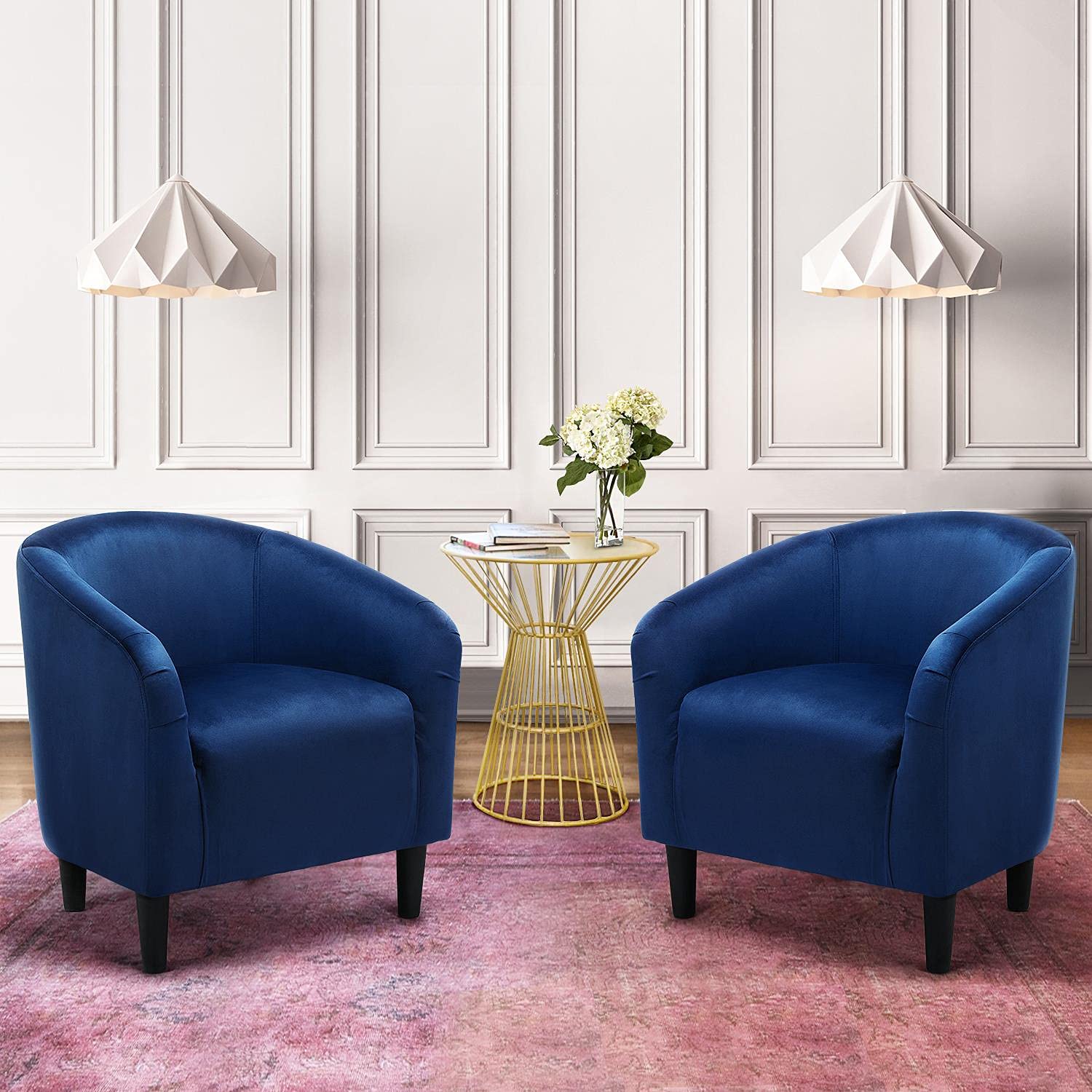 Accent Chair, Comfy Barrel Chair for Living Room, Modern Velvet Fabric Club Chair