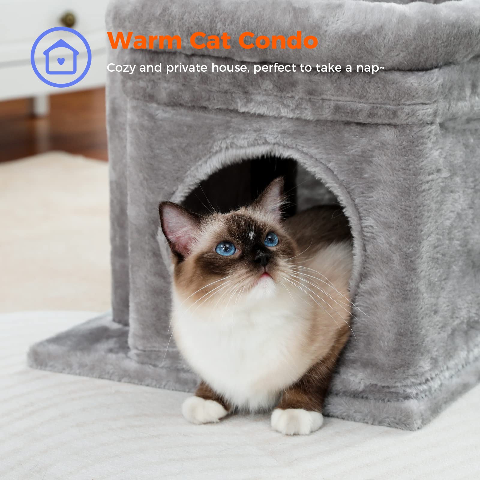 Cat Tree Tower for Indoor Cats with Private Cozy Cat Condo
