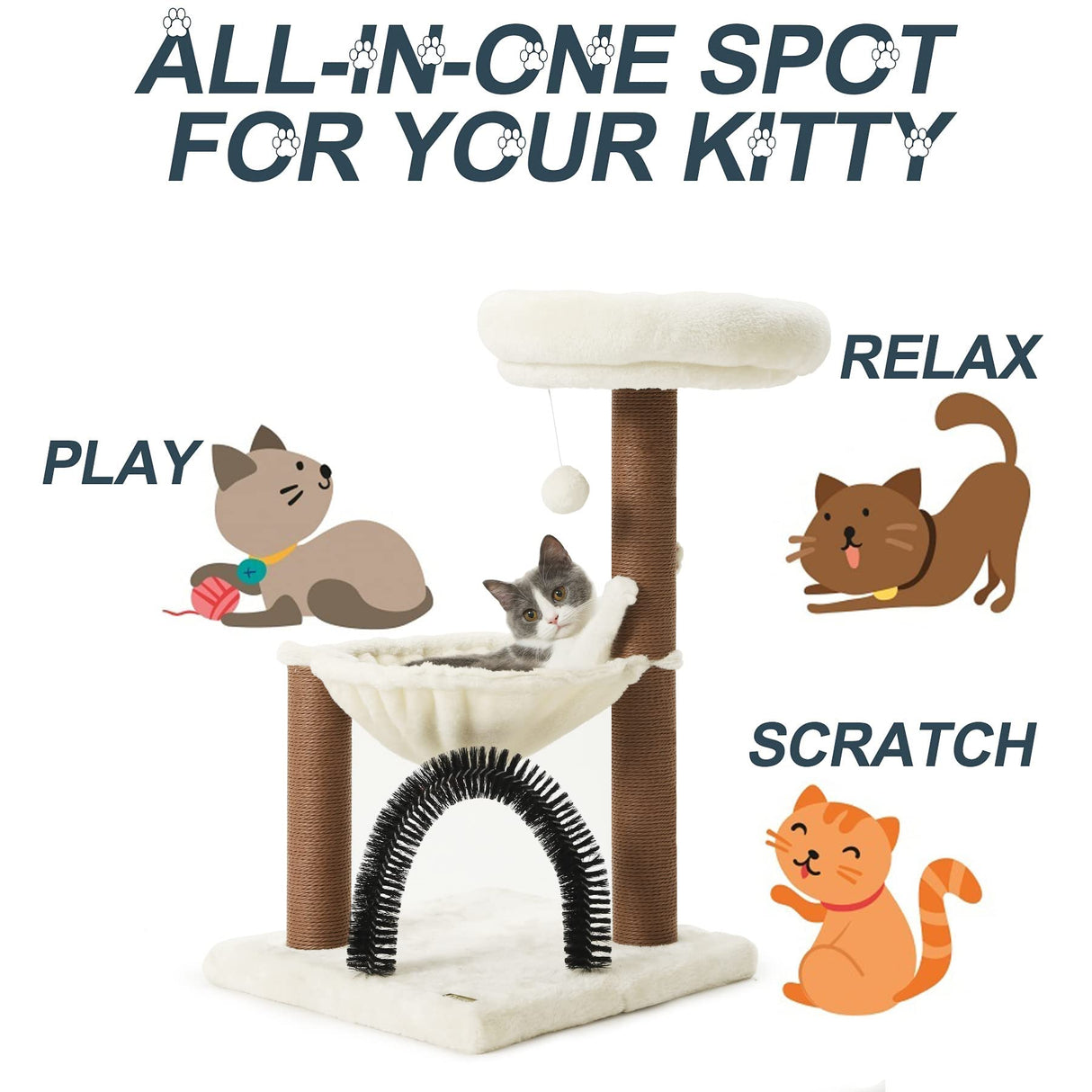 cat Tree,27.8 INCHES cat Tower for Indoor Cats