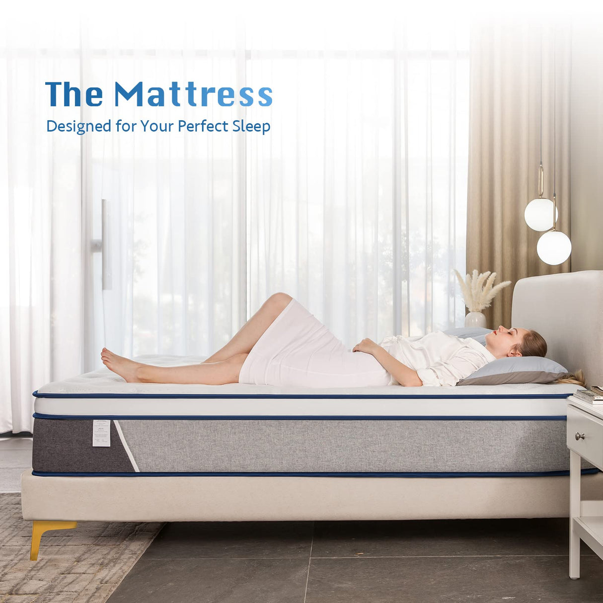 King Mattress,12Inch Hybrid Mattress in a Box,Gel Memory Foam Mattress