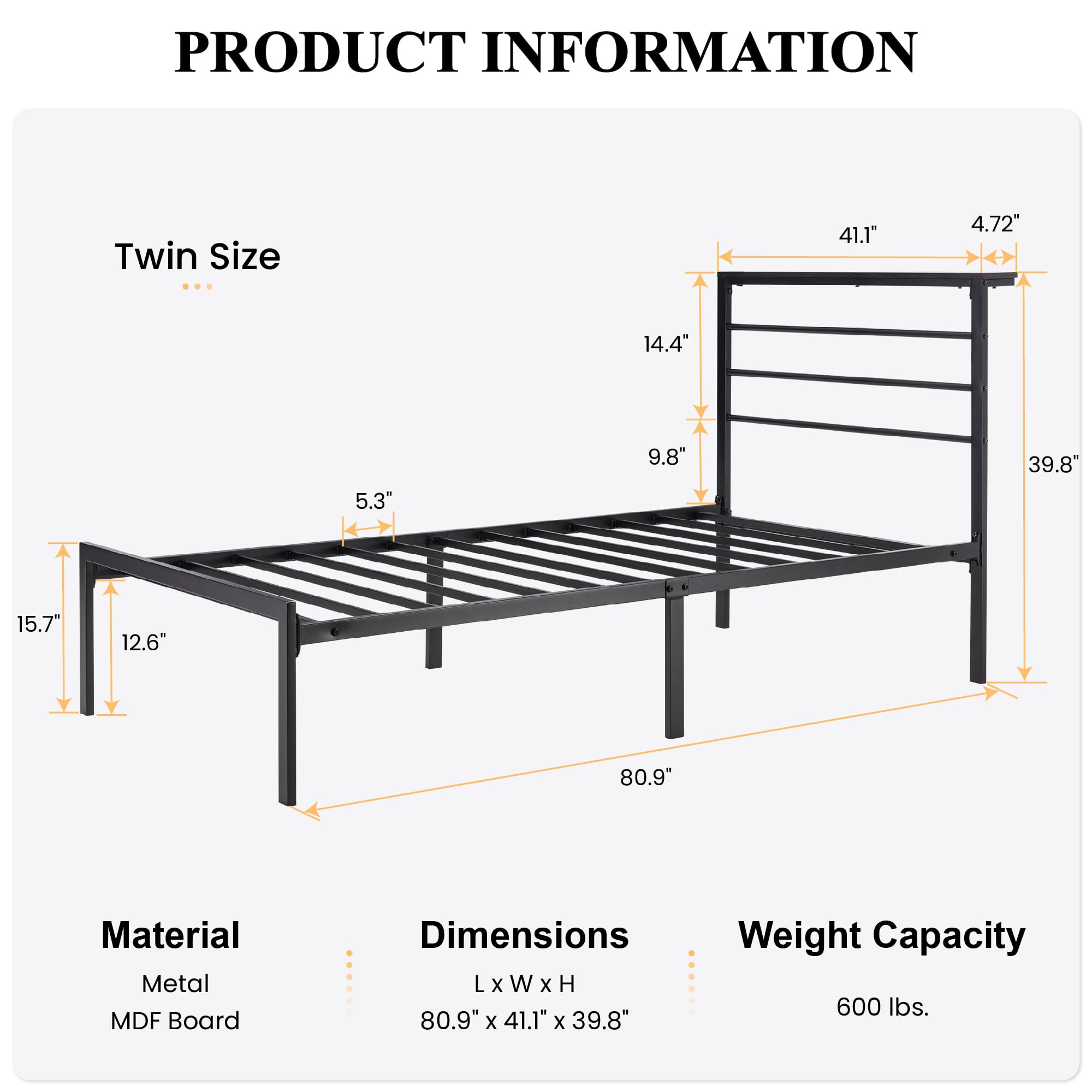 Nova Bed – Sturdy Platform with Storage Shelf & Noise-Free Design