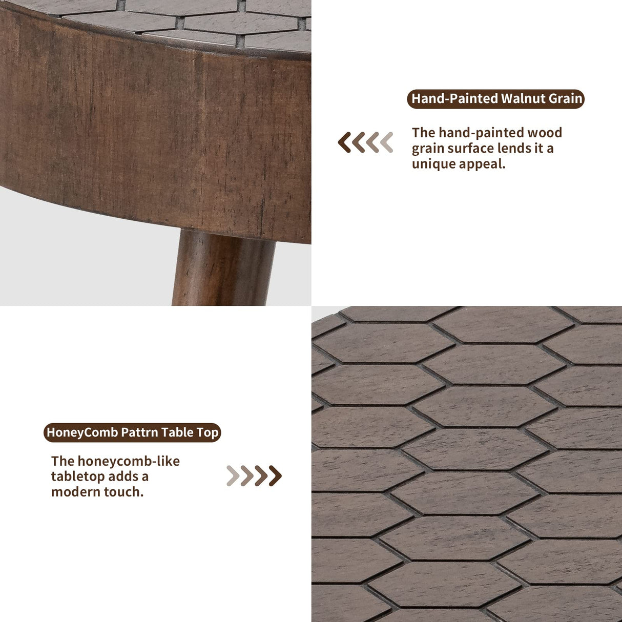 Round Coffee Table Set w Honeycomb Pattern Tabletop