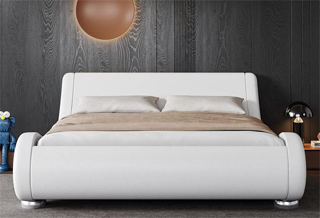 Queen Size Upholstered Platform Bed Frame with Ergonomic