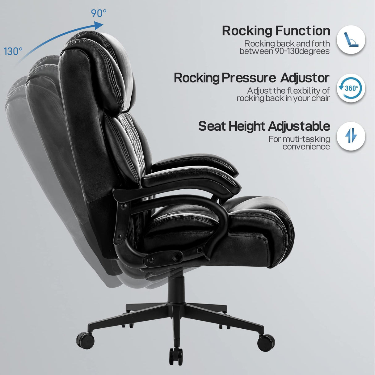 High Back Big & Tall 400lb Office Chair - Heavy Duty Metal Base