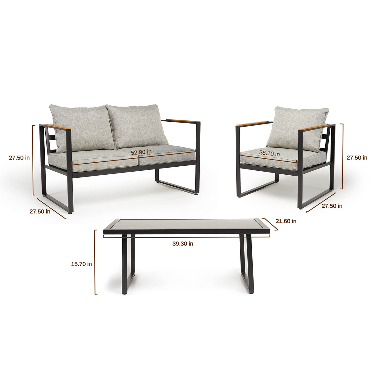 Courtyard Patio Furniture Set, 4-Piece Outdoor Patio Set