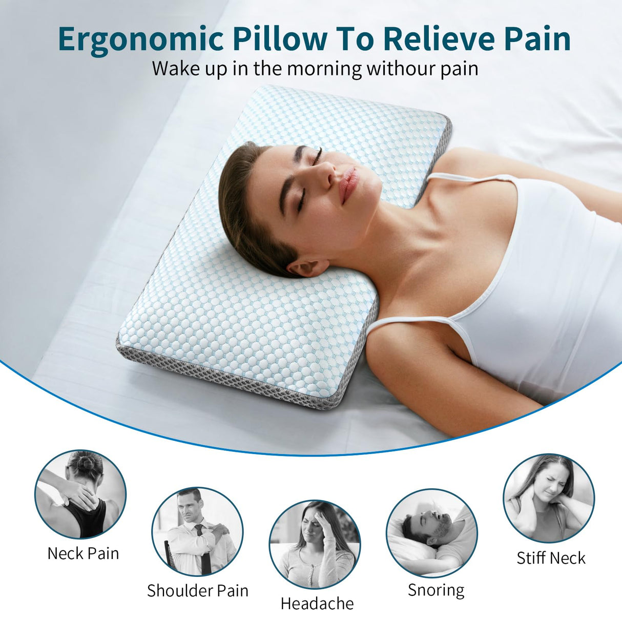 Memory Foam Pillows, Premium Bed Pillow with Dual-Sided Washable Cover