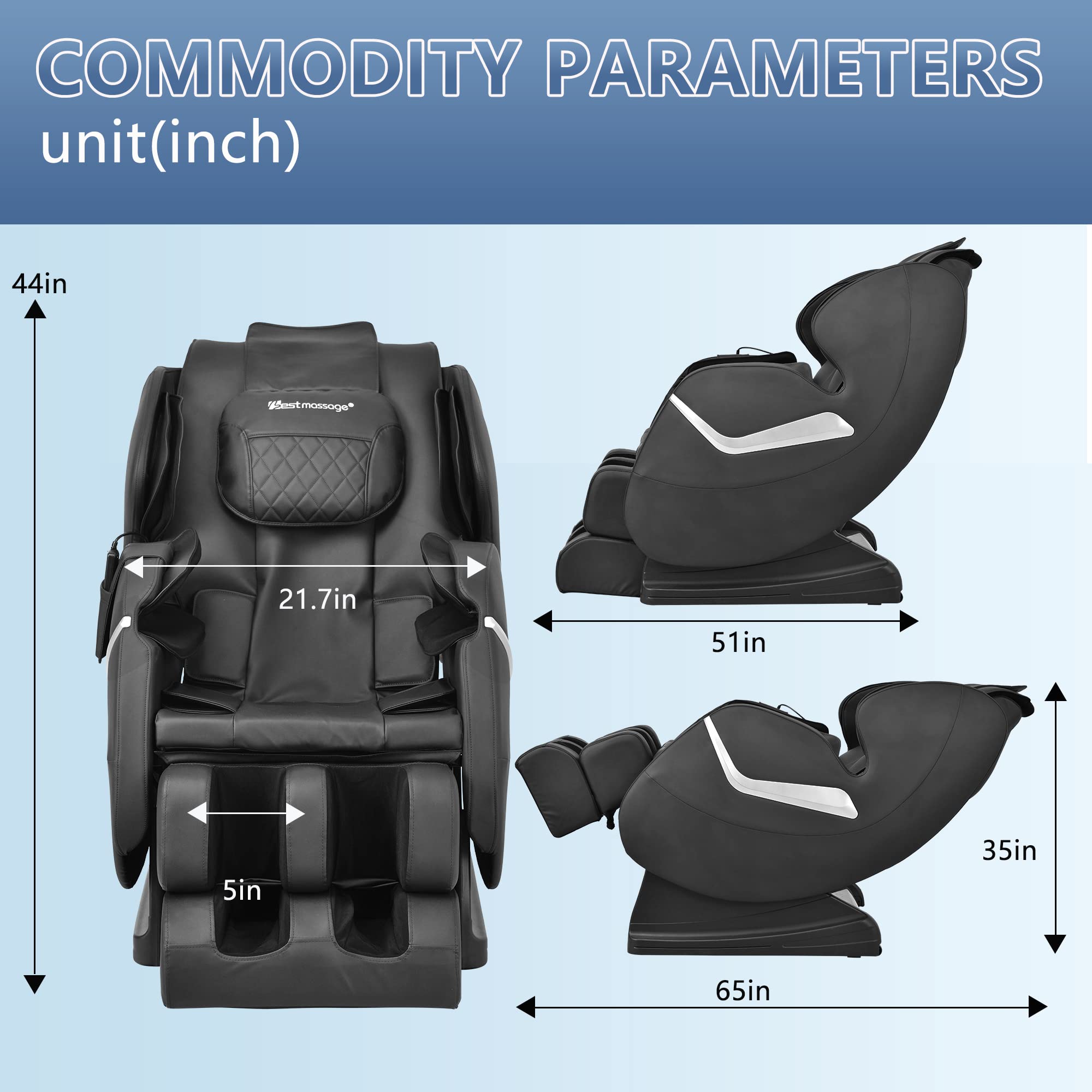 AeroLounge Zero Gravity Massage Chair – Heat Therapy & Remote Control Recliner