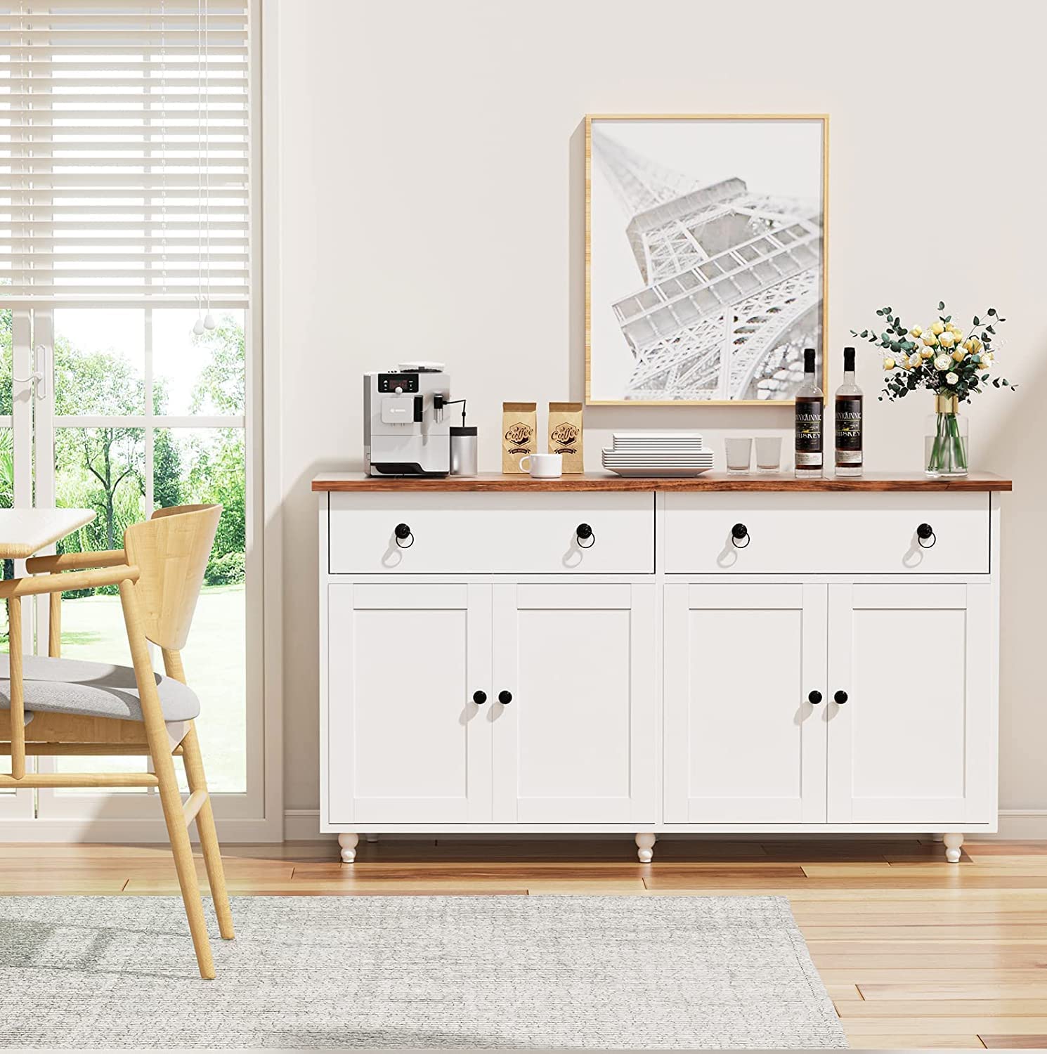 Sideboard Buffet Cabinet 55” Kitchen Buffet Storage Cabinet Coffee Bar Cabinet