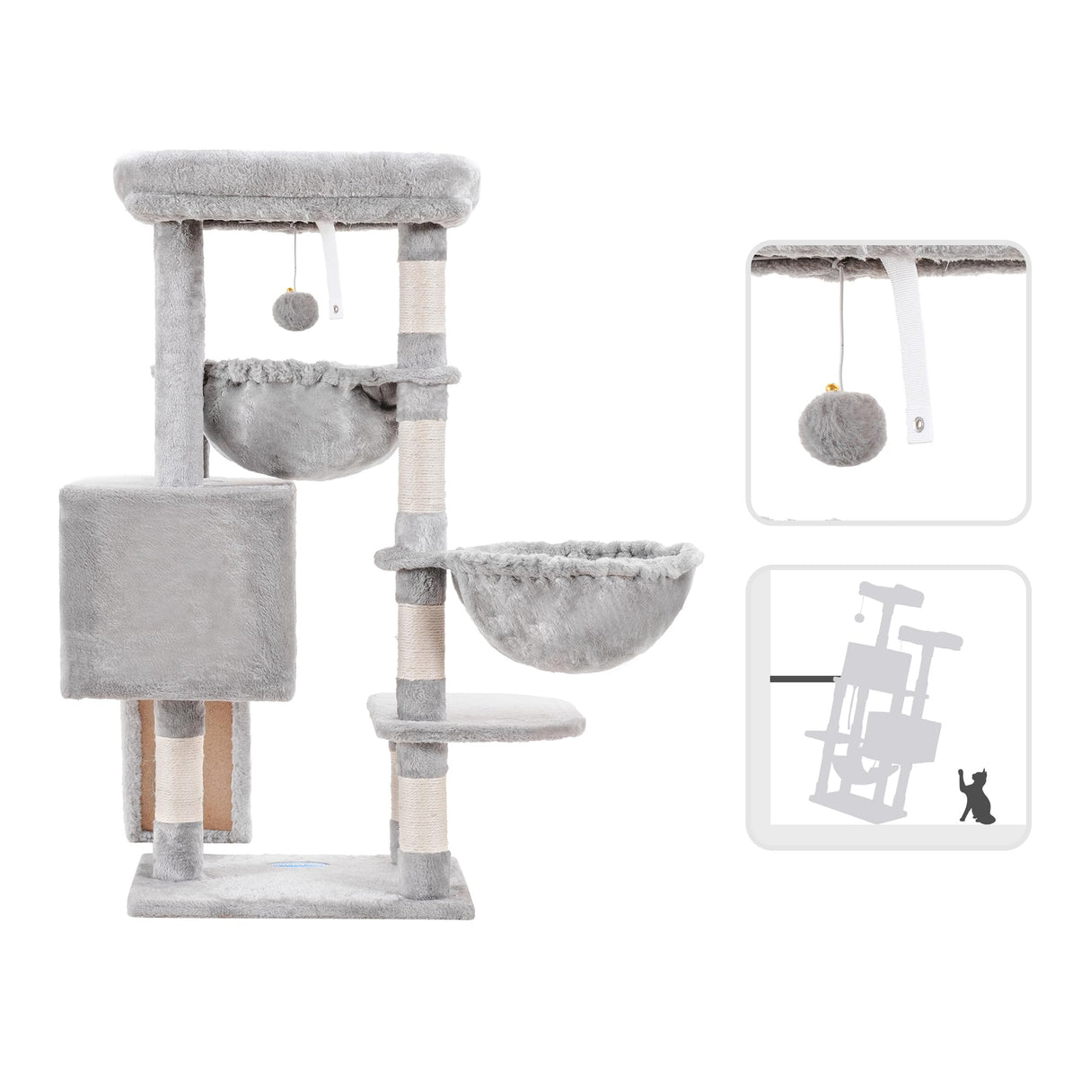 Cat Tree, Cat Tower for Indoor Cats, Cat House with Large Padded Bed, Cozy Condo