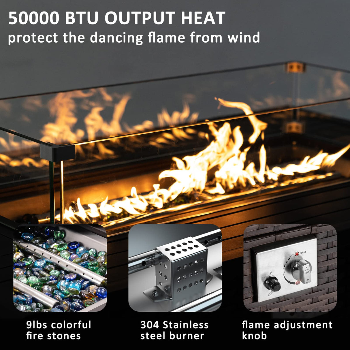 Gas Fire Pit Table, Outdoor Patio Furniture Sofa Sectional