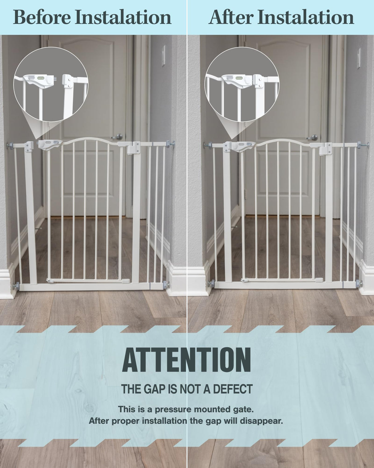 Baby Gate for Pets, Auto Close Both Sides Dog Gate with One-Hand Opening