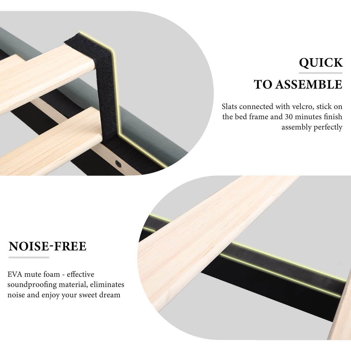 Queen Bed Frame, Modern Velvet Upholstered Platform Bed Frame