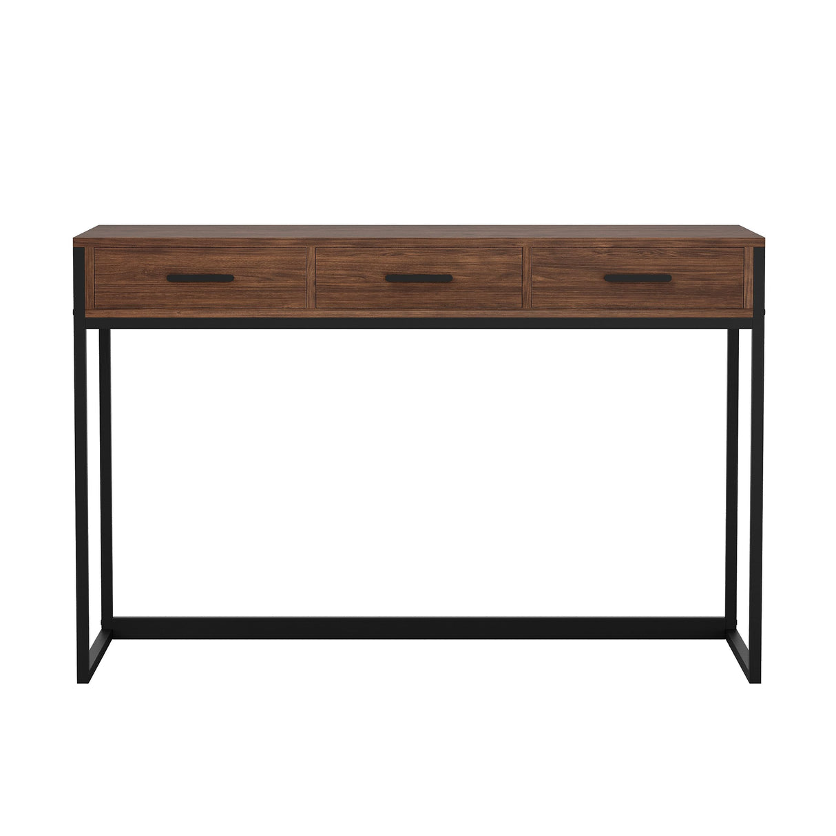 Ollie Home Office Desk with 3 Drawers in Walnut Wood Grain