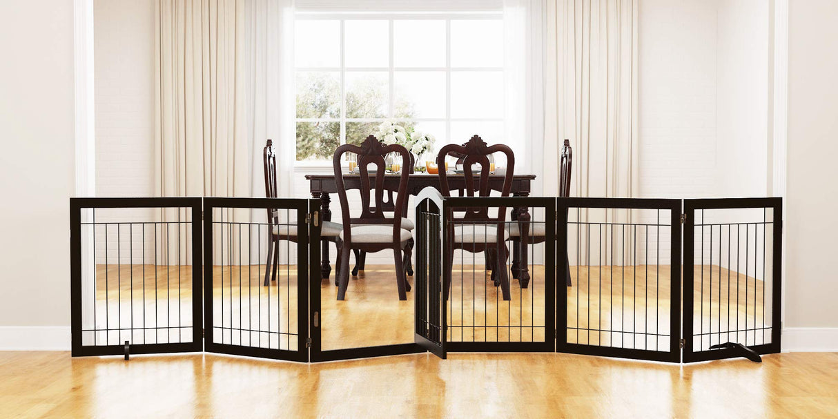 144-inch Extra Wide 30-inches Tall Dog gate with Door Walk Through, Freestanding Wire