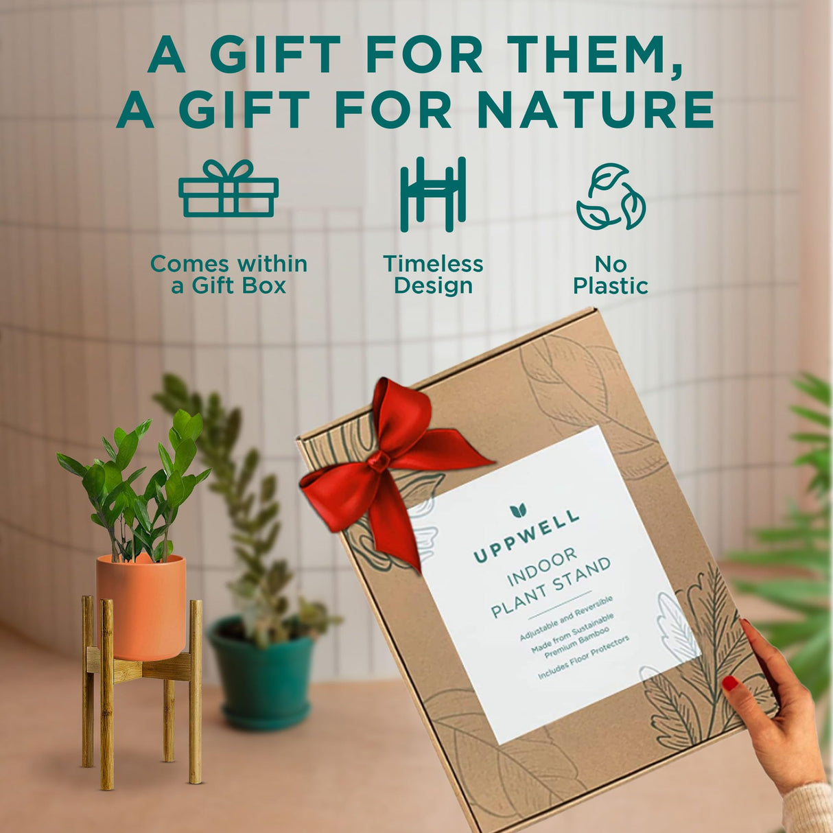 Uppwell Adjustable Bamboo Plant Stand