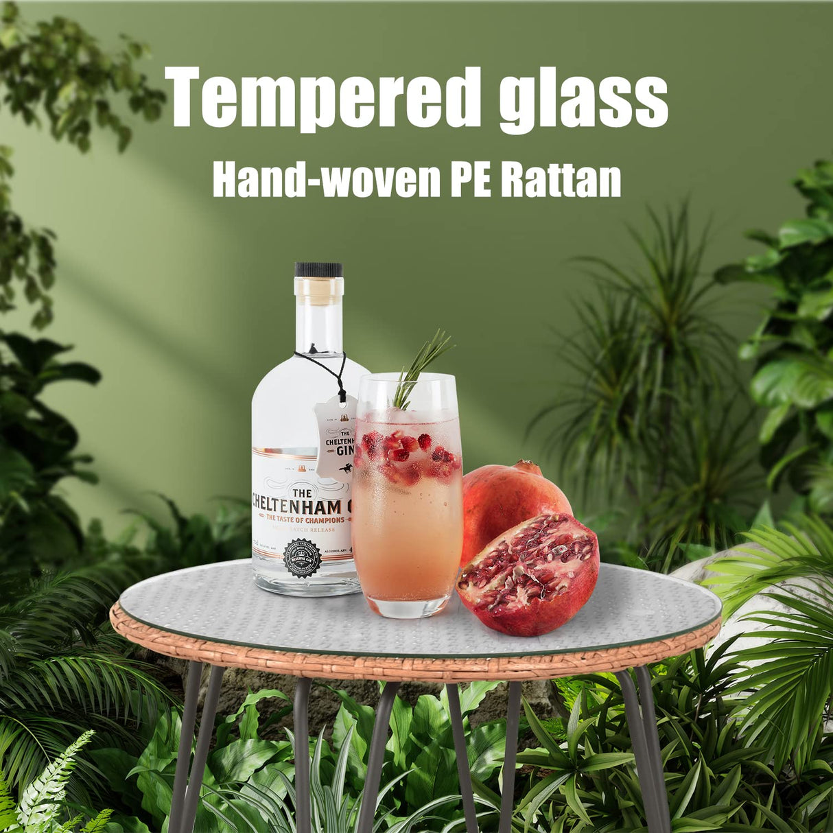 3 Piece Patio Bistro Set Outdoor Wicker Conversation Chair Sets