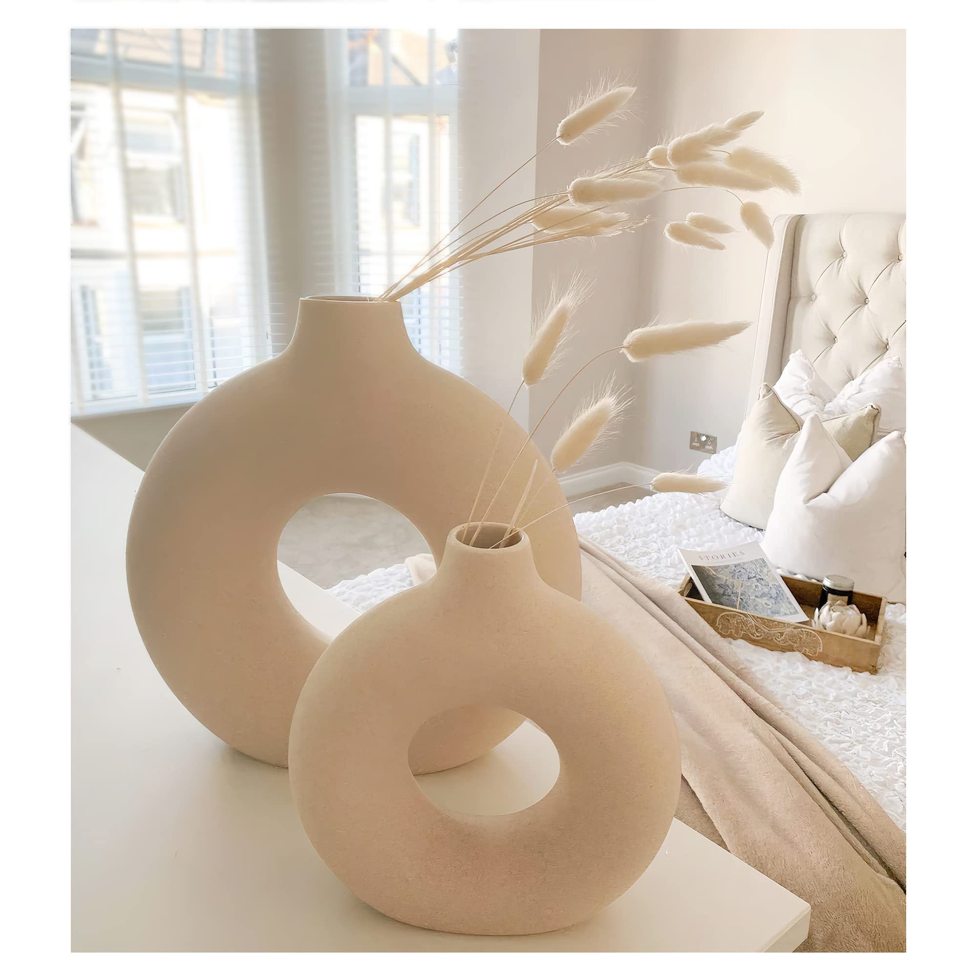 Ceramic Hollow Donut Vase Set of 2