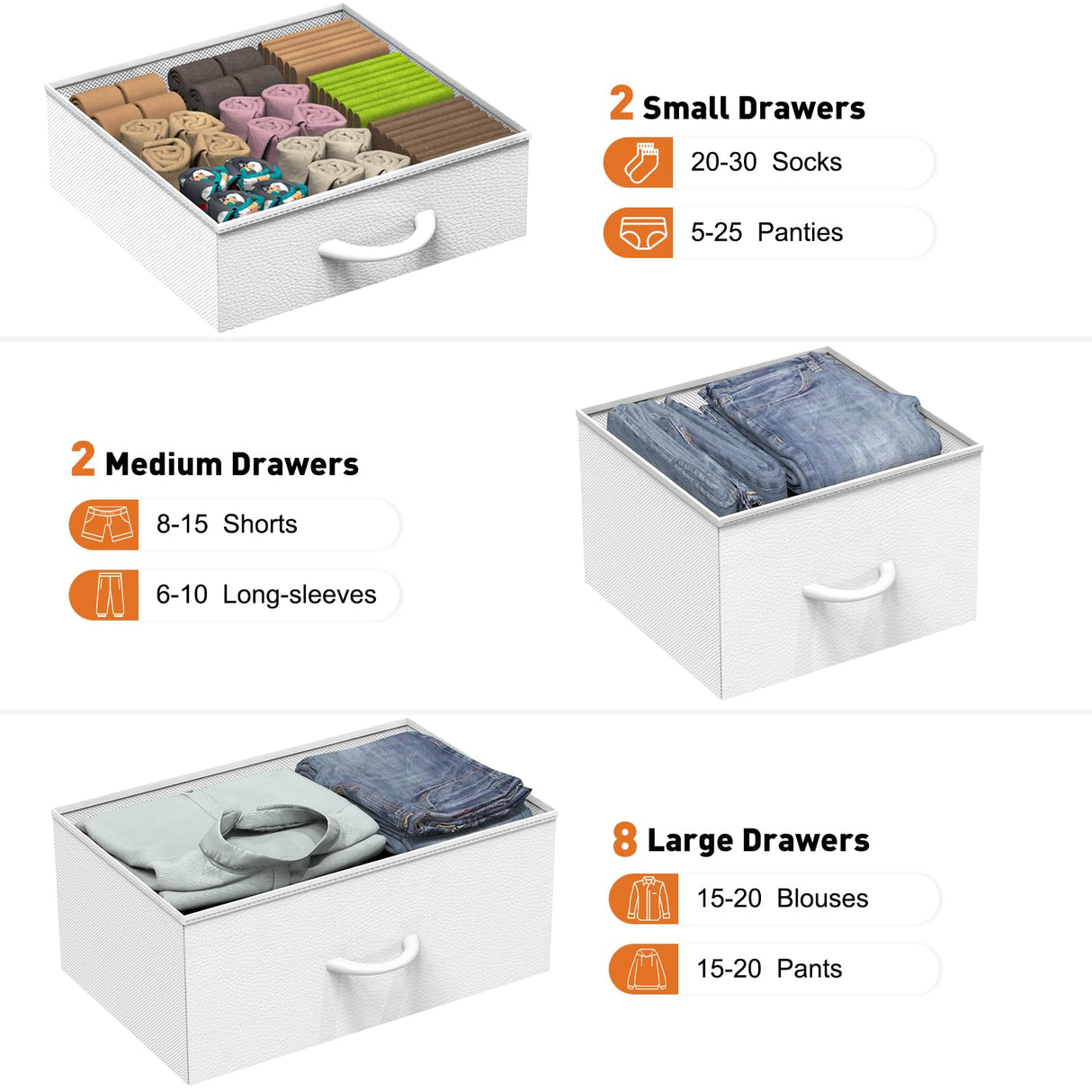 Chest of Drawers for Bedroom, PU Dresser Drawers with Side Pockets