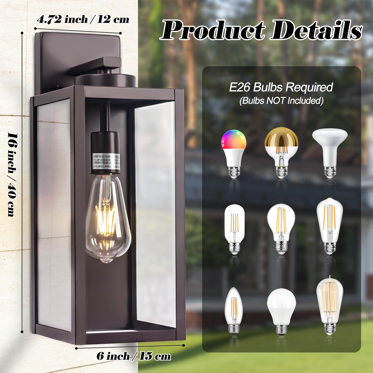 Oil-Rubbed Bronze Wall Light Fixture, Large 16" ORB Exterior Wall Lantern