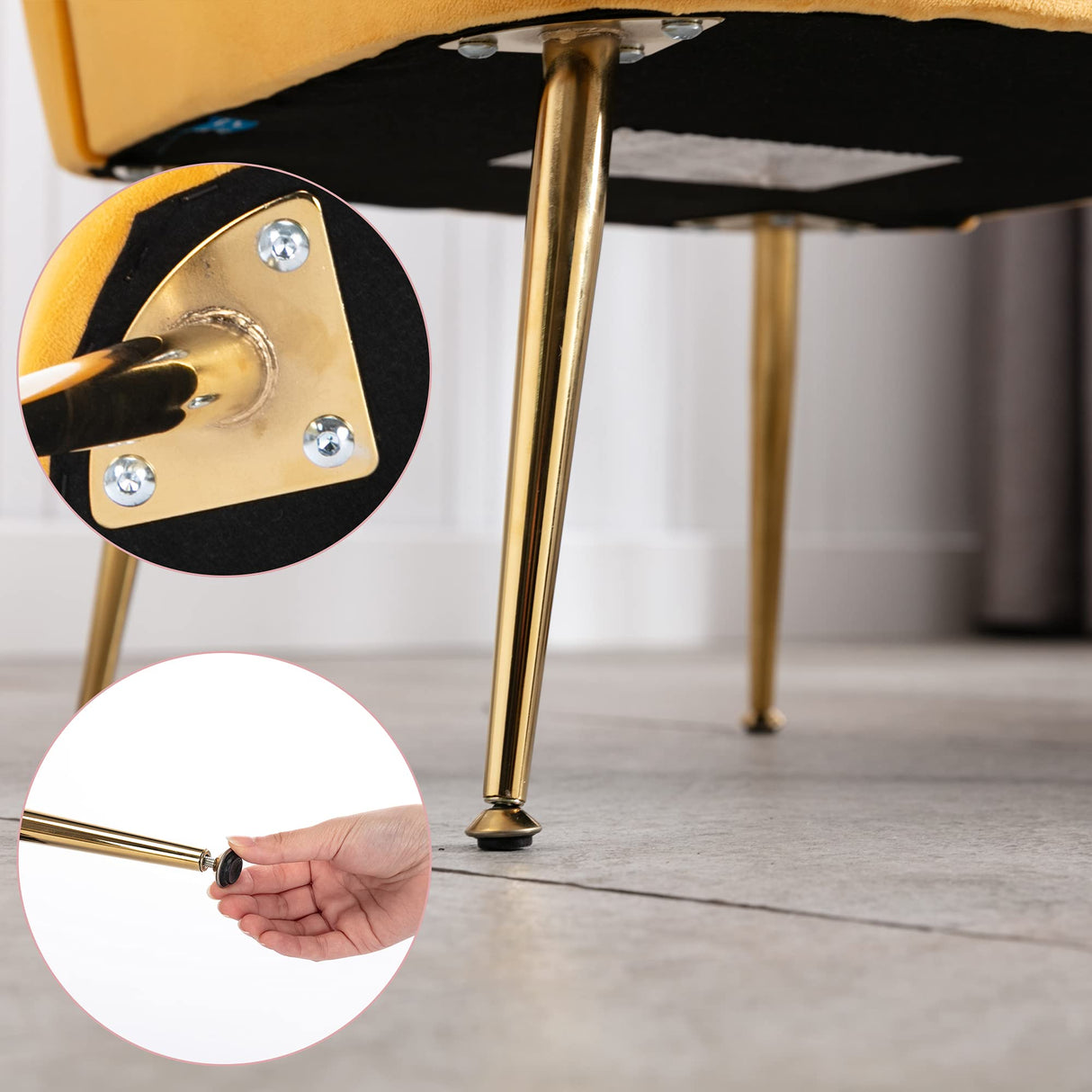 Velvet Accent Chair Set of 2 Comfy Living Room Chair Armless Slipper Chair