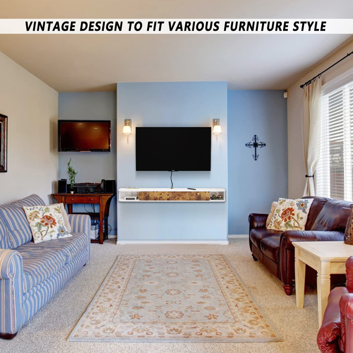 Floating TV Unit, 71'' Wall Mounted TV Cabinet, Floating Shelves