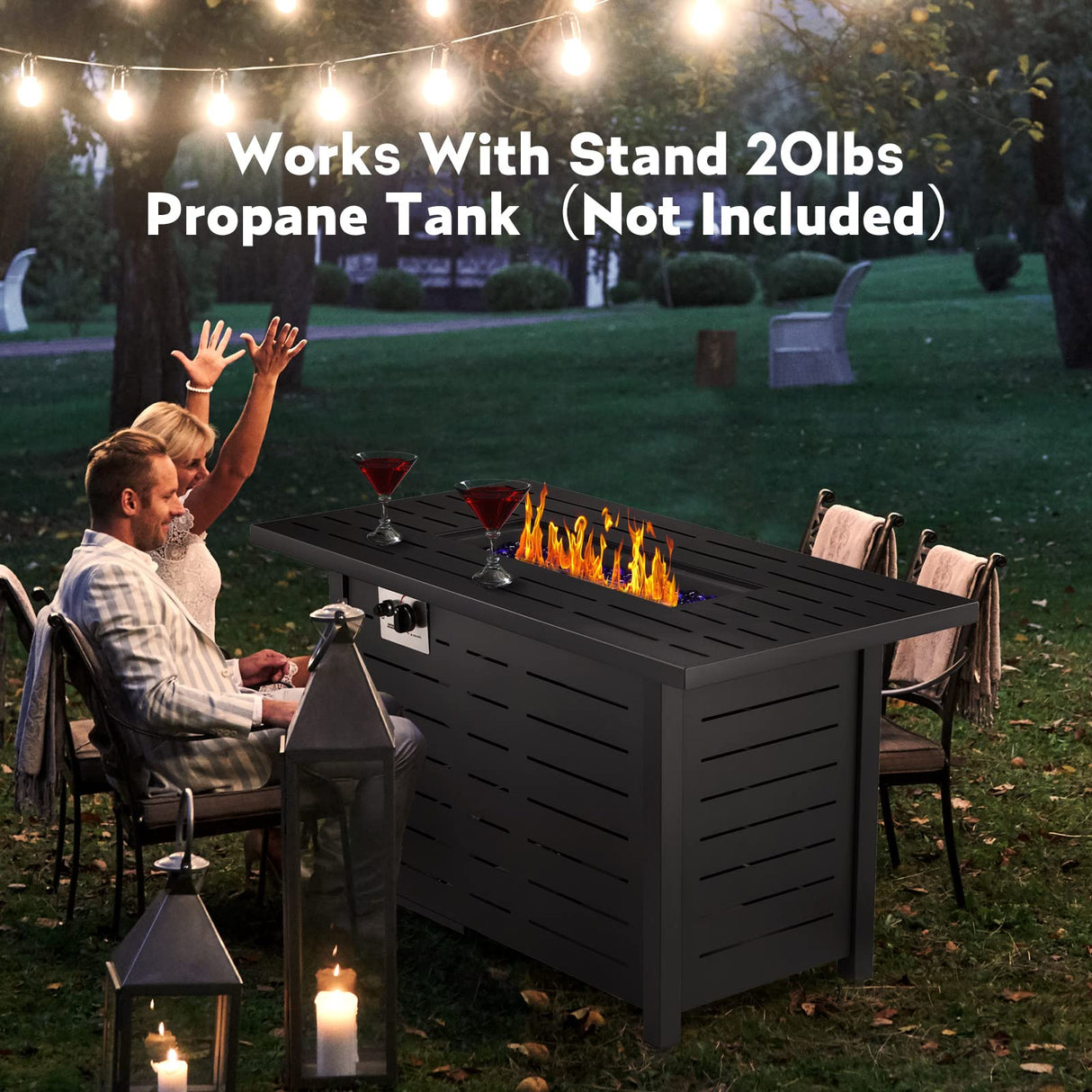 43'' Propane Fire Pit,50,000 BTU Outdoor Fireplace Backyard Garden