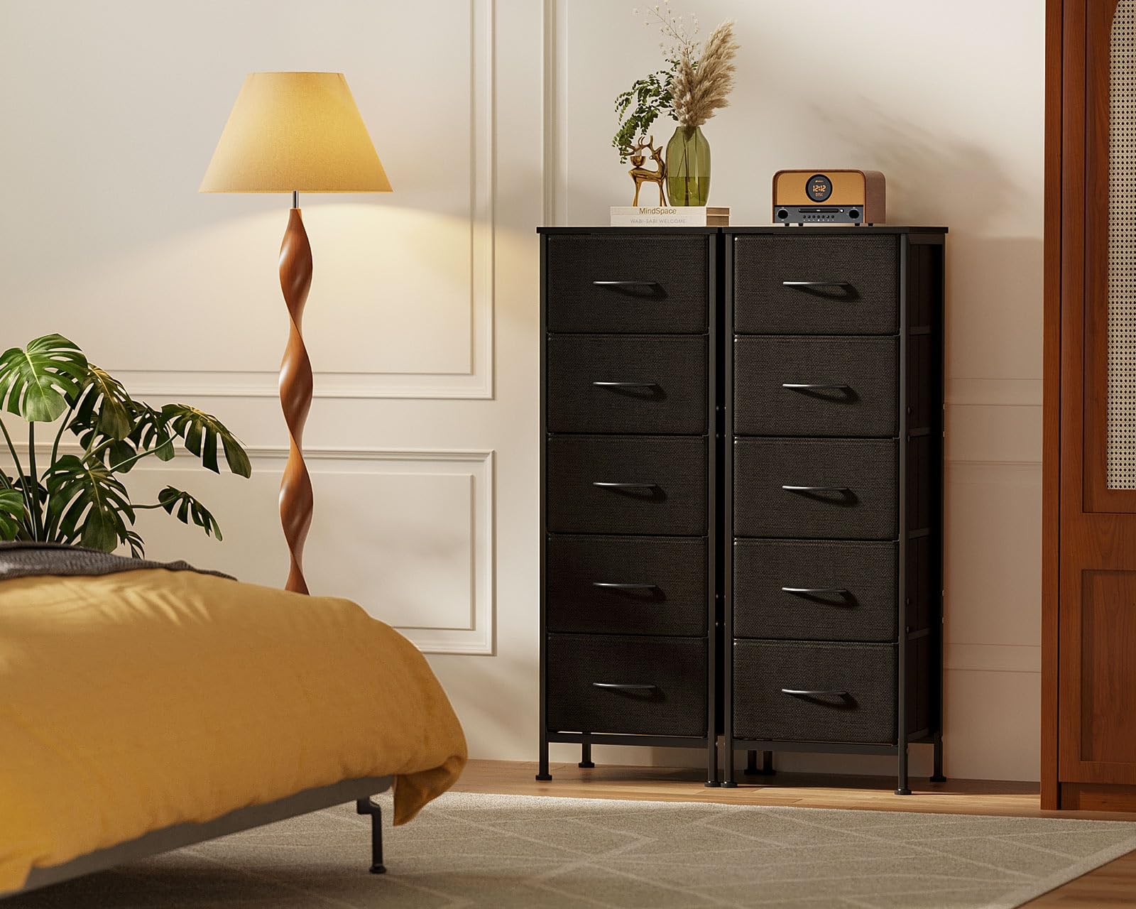 Dresser for Bedroom with 5 Storage Drawers, 48" Tall Dresser Chest of Drawers Fabric