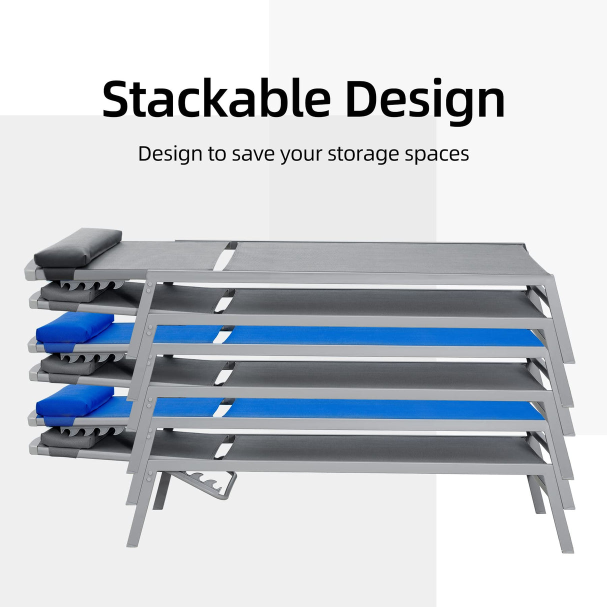 Patio Chaise Lounge Set -3 Pieces Aluminum Adjustable Pool Lounge Chairs