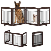 No-Assembly Folding 96" Extra Wide 30" Tall Wooden Dog Gate, Freestanding