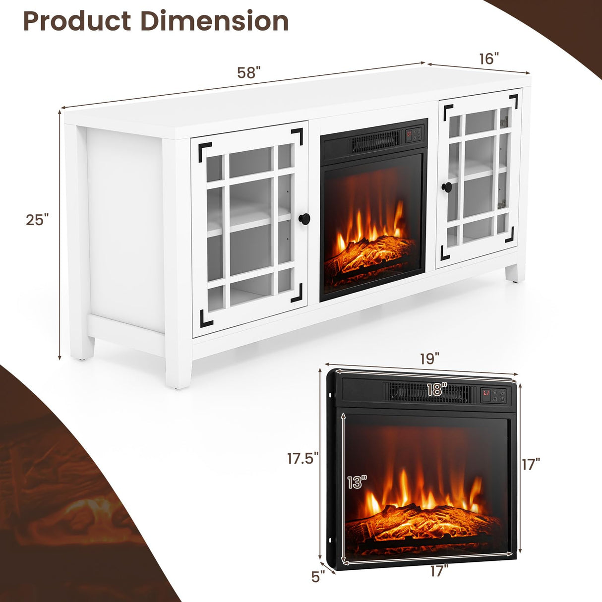 Electric Fireplace TV Stand for TVs up to 65-inch