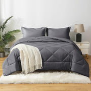 Dark Grey Queen Comforter Set, Reversible Bed in a Bag Bedding Set for All Seasons