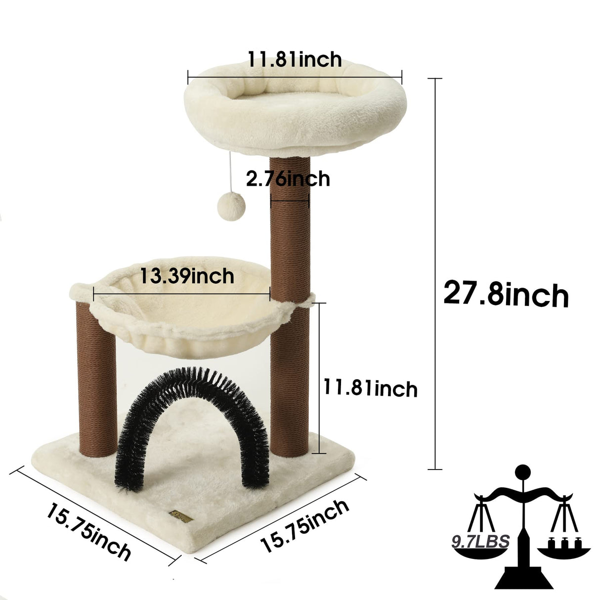 cat Tree,27.8 INCHES cat Tower for Indoor Cats