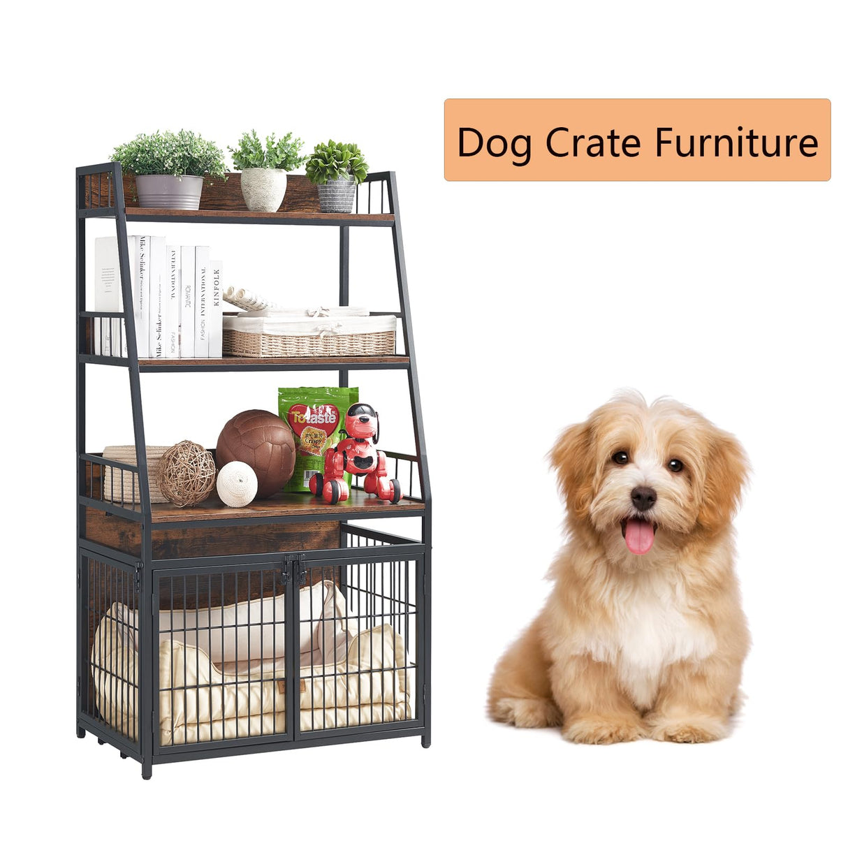 Furniture Style Dog Crate for Small Dog, Heavy Duty Anti-Chew Dog Kennel Furniture
