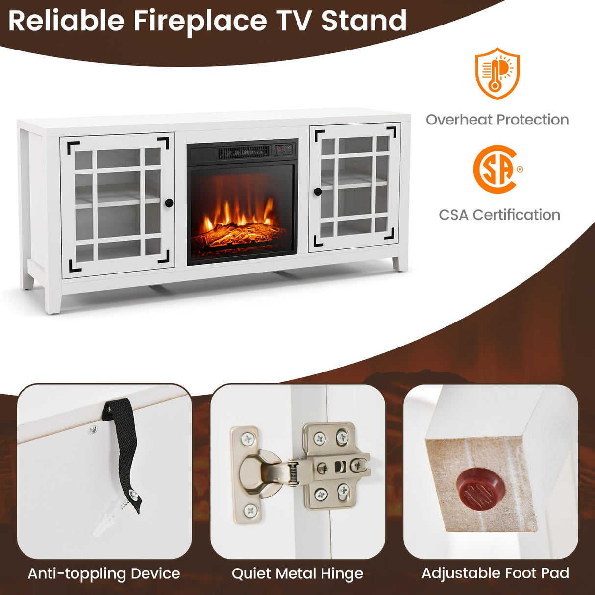 Electric Fireplace TV Stand for TVs up to 65-inch