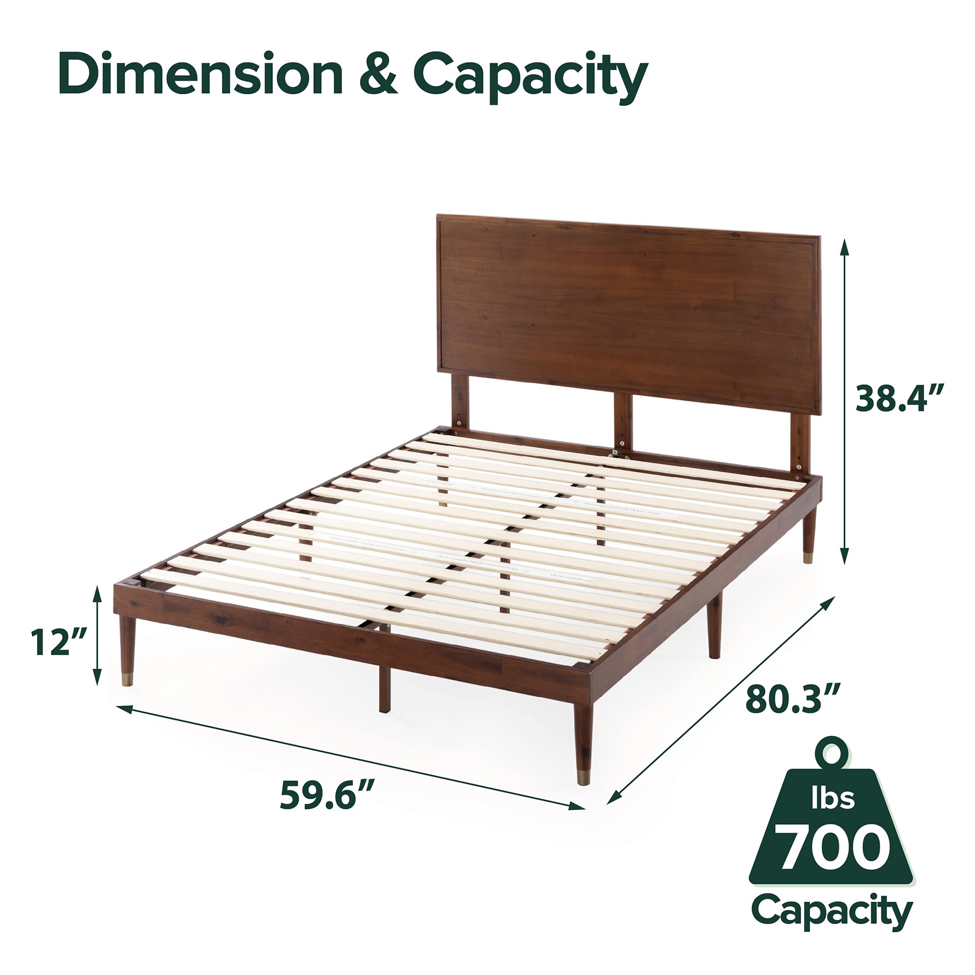 Raymond Wood Platform Bed Frame with Adjustable Wood Headboard