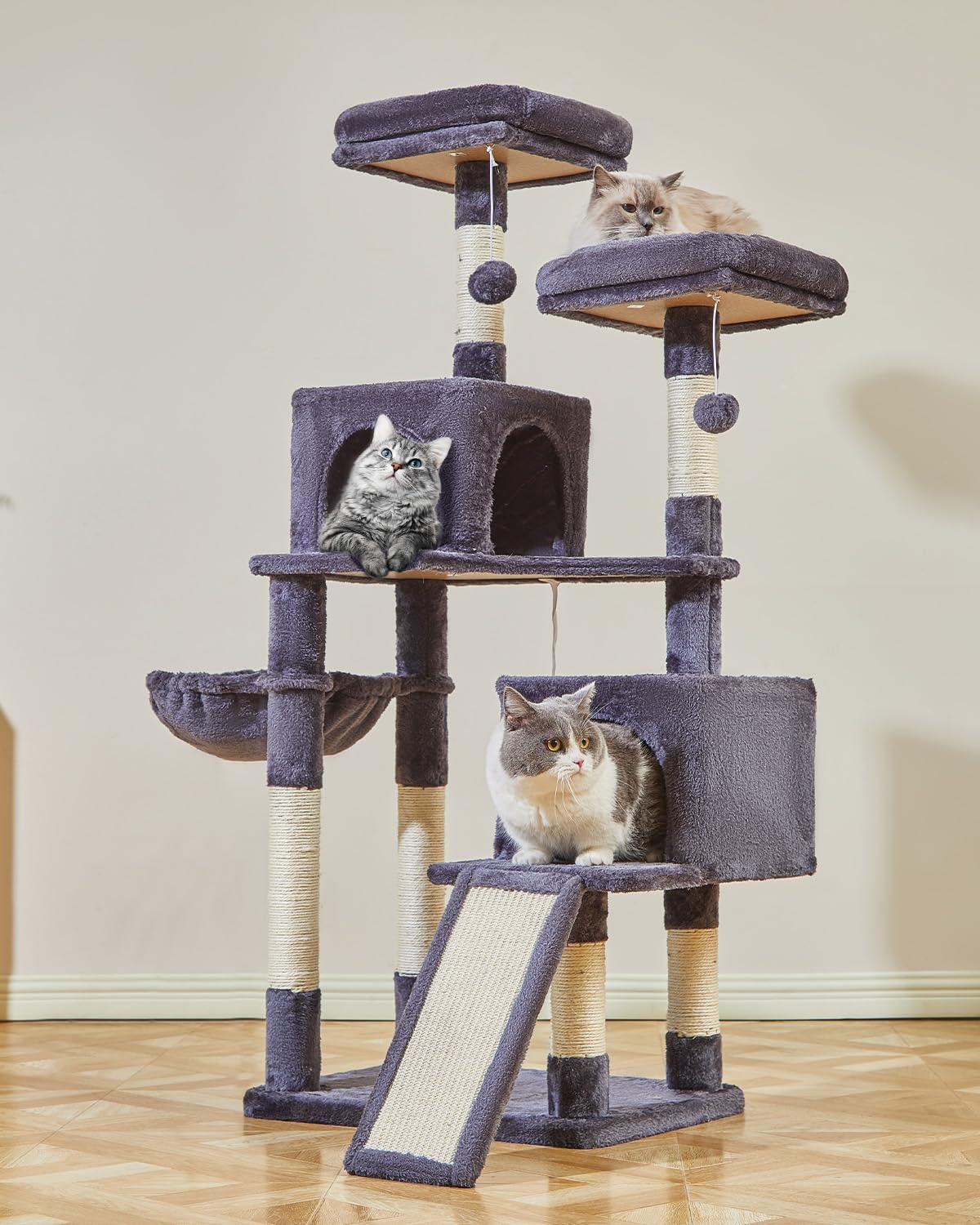 56.3-Inch Cat Tree, Cat Tower with Scratching Posts