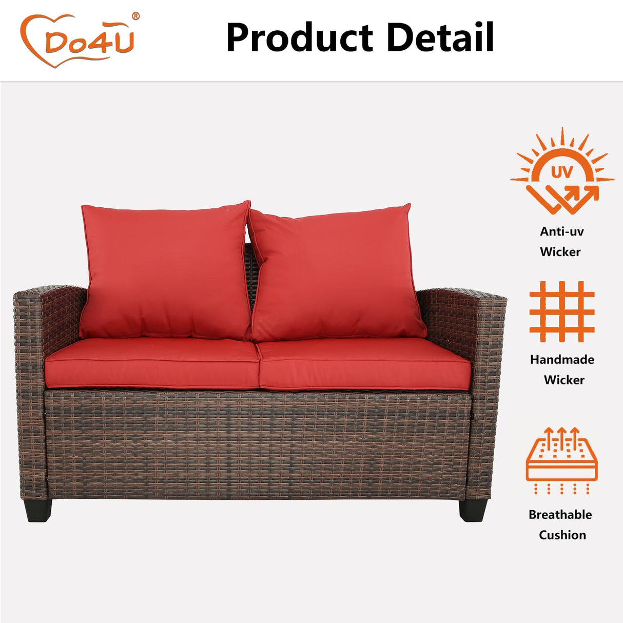 4 Pieces Patio Furniture Sets Outdoor Sectional Wicker Set Outdoor Conversation Set